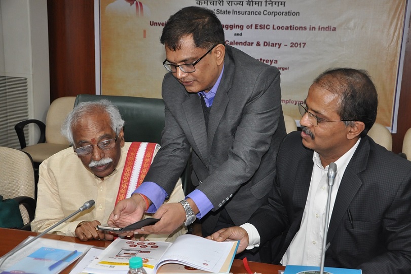 Launch of the link for Geo tagged ESIC locations on Bhuvan Portal and Release of ESIC Calendar and Diary, 2017 by Hon’ble Minister of State (Independent Charge) for Labour & Employment on 3.1.2017– reg.