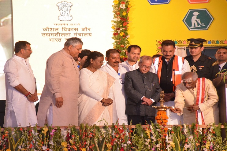 Shri Pranab Mukherjee, Honble President Laid the foundation Stone of 100 Bedded ESI Hospital at Karon, Deoghar (Jharkhand).