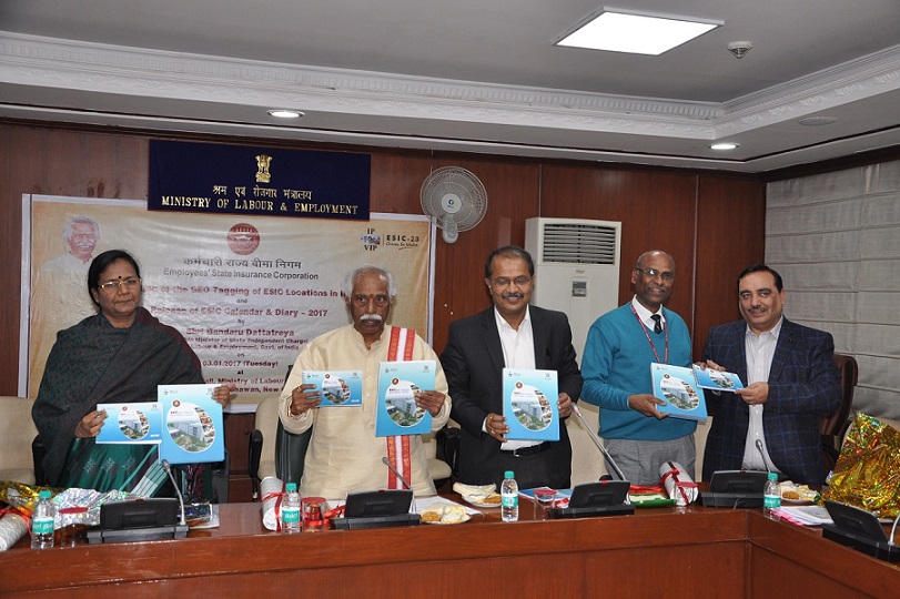 Launch of the link for Geo tagged ESIC locations on Bhuvan Portal and Release of ESIC Calendar and Diary, 2017 by Hon’ble Minister of State (Independent Charge) for Labour & Employment on 3.1.2017– reg.